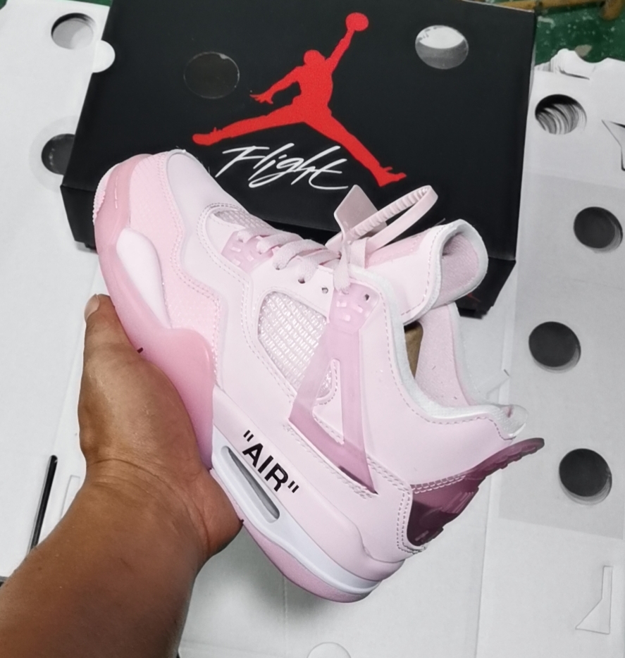 Air Jordan 4 Pink Purple OFF WHITE Women's Basketball Shoes-07